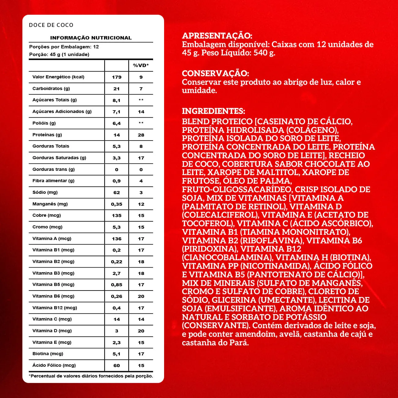 Barra de proteina Integralmedica - Dulce de coco (12 unidades)