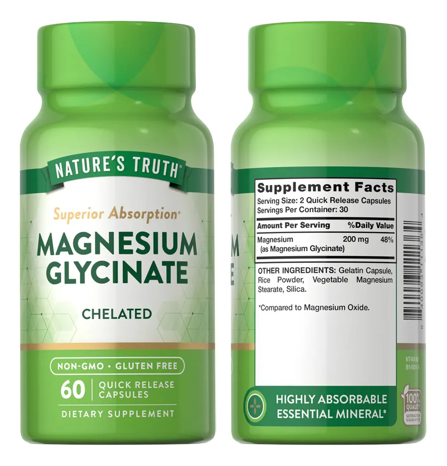 Magnesio Glicinato Natures Truth - Magnesium Glycinate 200 mg (60 cápsulas)
