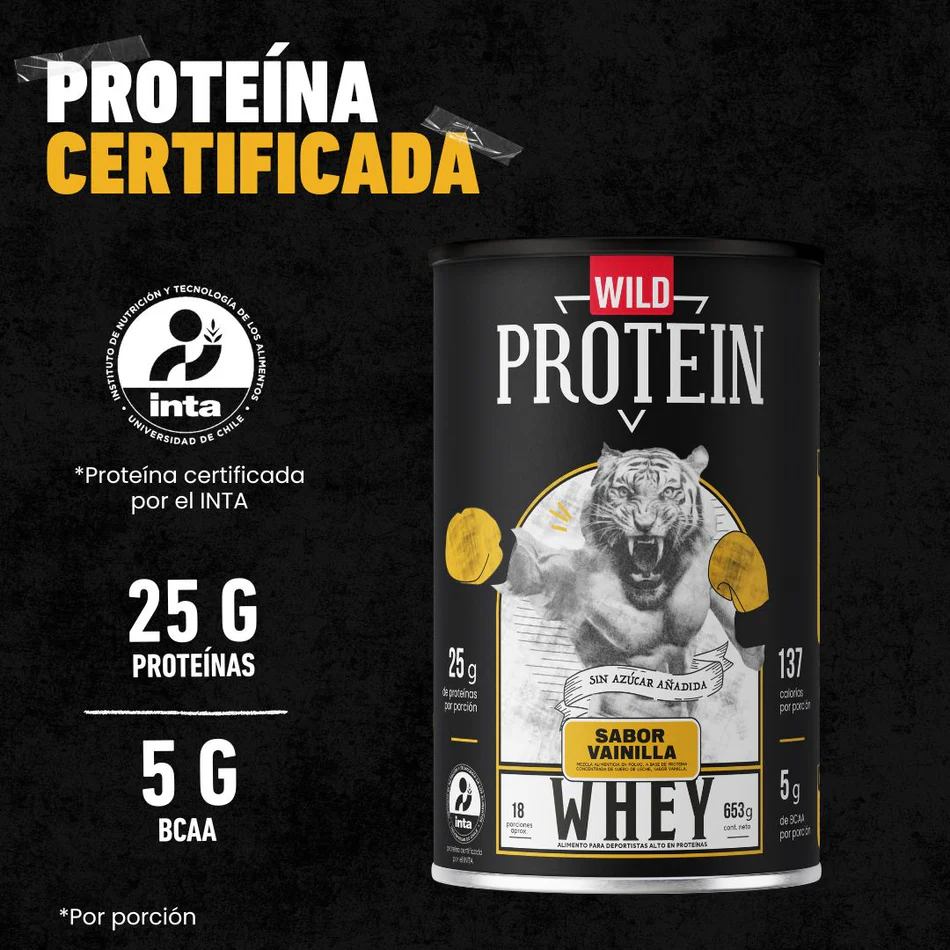Proteina en polvo Whey Wild Protein - Vainilla 653 gr (18 servicios)