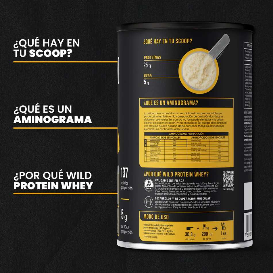Proteina en polvo Whey Wild Protein - Vainilla 653 gr (18 servicios)