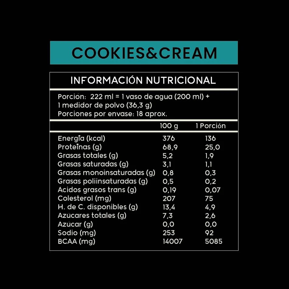 Proteina en polvo Whey Wild Protein - Cookies & Cream 653 gr (18 servicios)