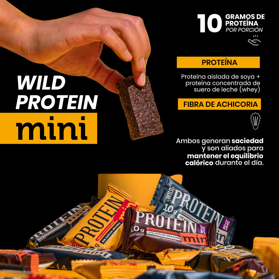 Barra de proteina Wild Protein - Mini Chocolate Bitter (24 unidades)