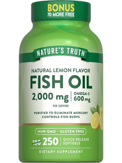 Omega 3 Natures Truth - Fish Oil 2000 mg con esencia de limón (250 cápsulas)