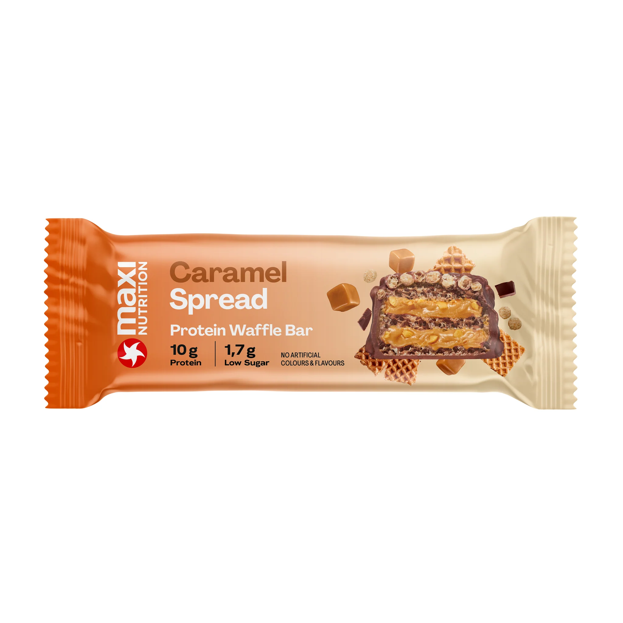 Barra de proteina Maxi Nutrition – Waffle Caramel Spread (12 unidades)