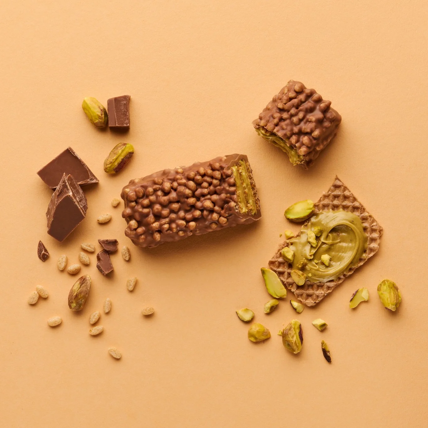 Barra de proteina Maxi Nutrition - Waffle Pistacho Spread (12 unidades)