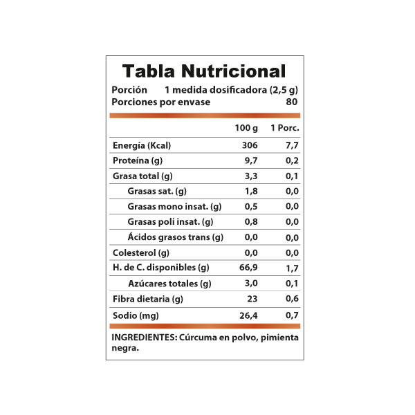 Cúrcuma Activada Revitta - Curcuma + Pimienta Negra 200 gr (80 servicios)