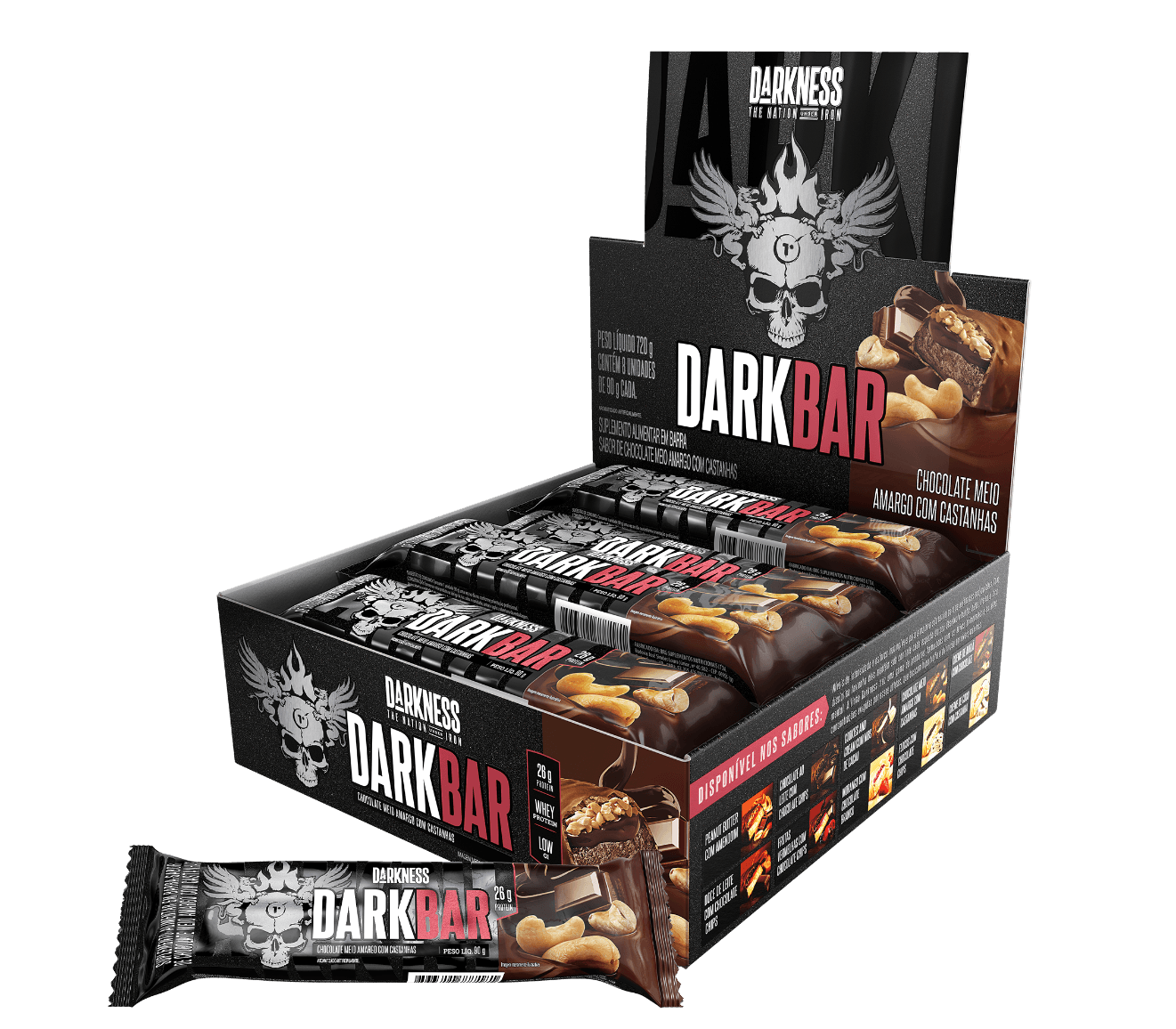 Barra de proteina Darkness - Chocolate Bitter con Castañas (8 unidades)