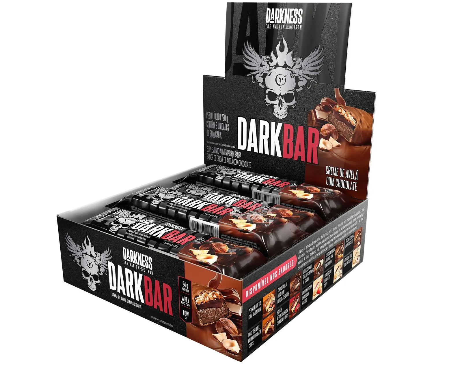 Barra de proteina Darkness - Crema de avellanas y Chocolate (8 unidades)