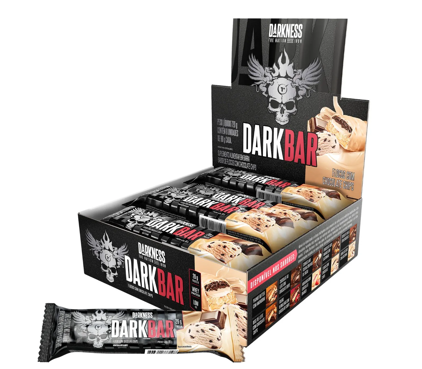 Barra de proteina Darkness - Helado Chocolate Chips (8 unidades)