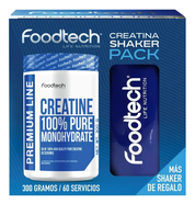 Creatina Monohidratada + Shaker Foodtech - 300 gr (60 servicios)