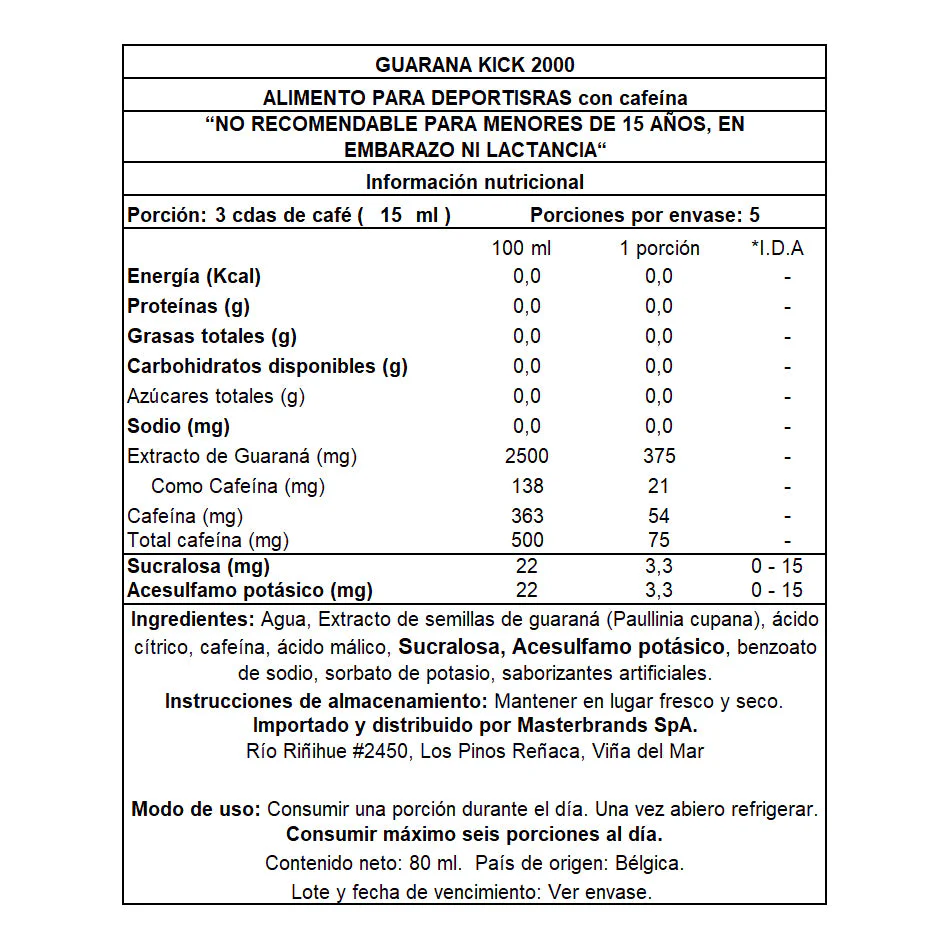 Shot de Guaraná + Cafeína QNT - 12 unidades 80ml c/u (60 servicios)