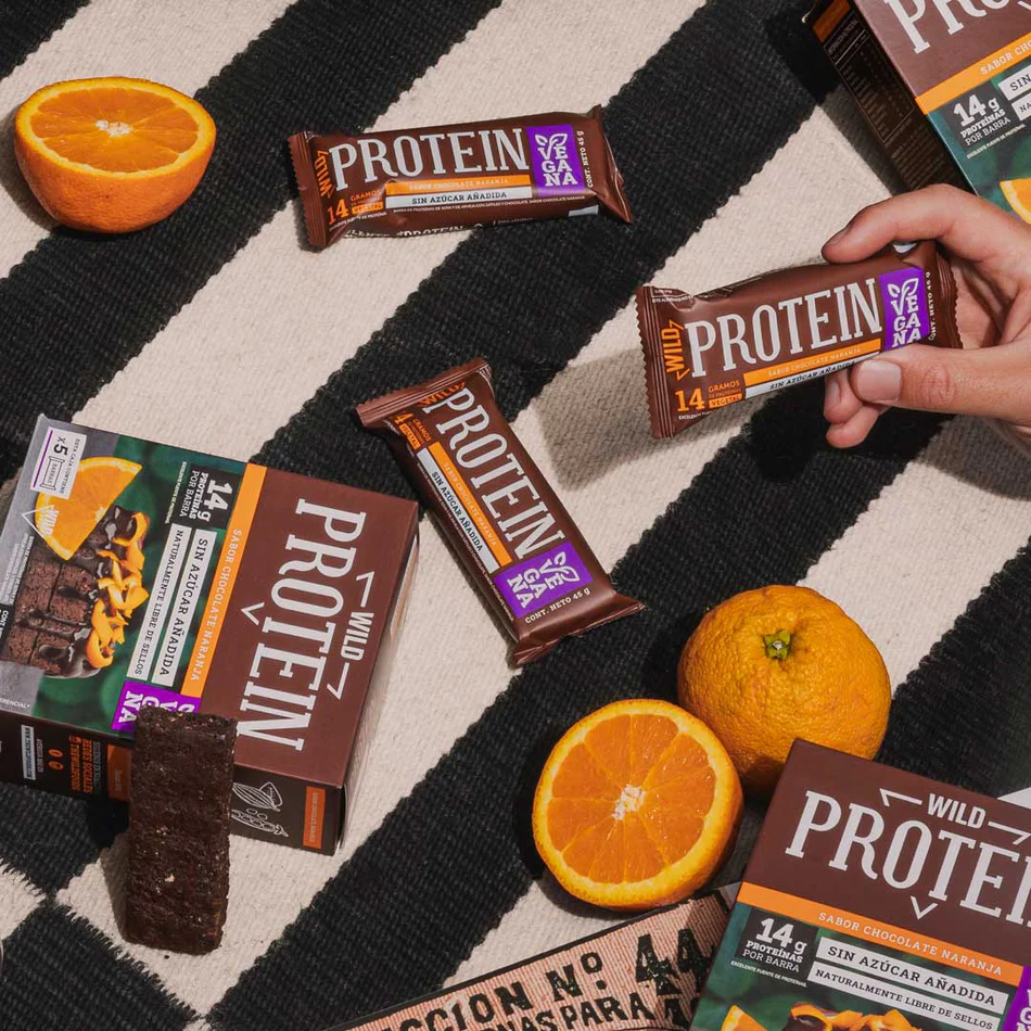 Barras de proteina Wild Protein - Chocolate Naranja (16 unidades)