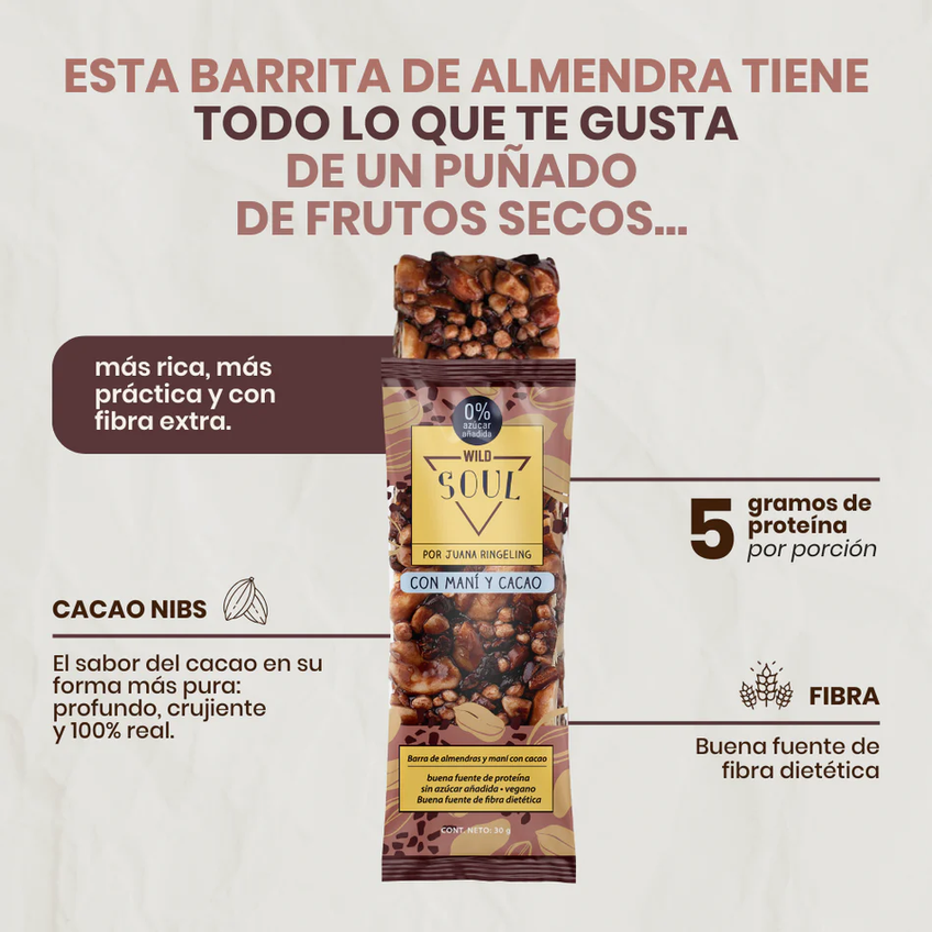 Barritas Wild Soul Amendras- Cacao y Maní