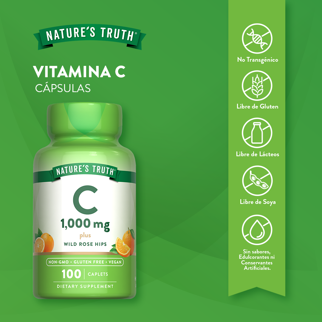 Vitamina C Natures Truth - Vitamina C 1000 mg con Wild Rose Hips (100 comprimidos)