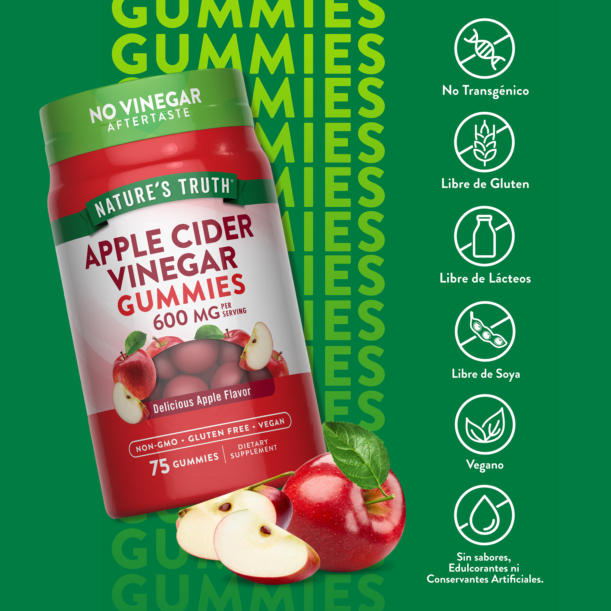 Gomitas de Vinagre de manzana Natures Truth - Apple Cider Vinegar (75 unidades)