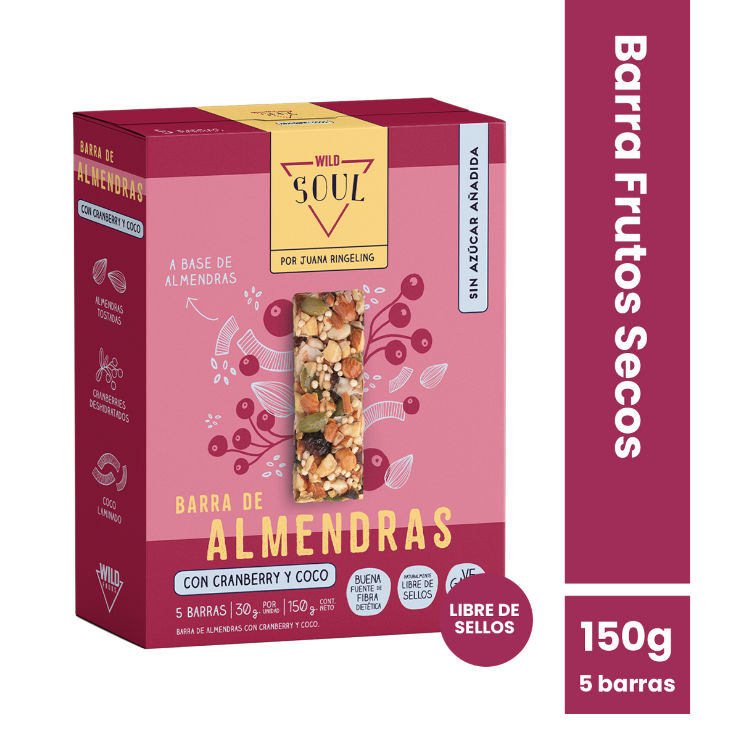 Barra de cereal Wild Soul bar - Almendra Cranberry Coco (5 unidades)