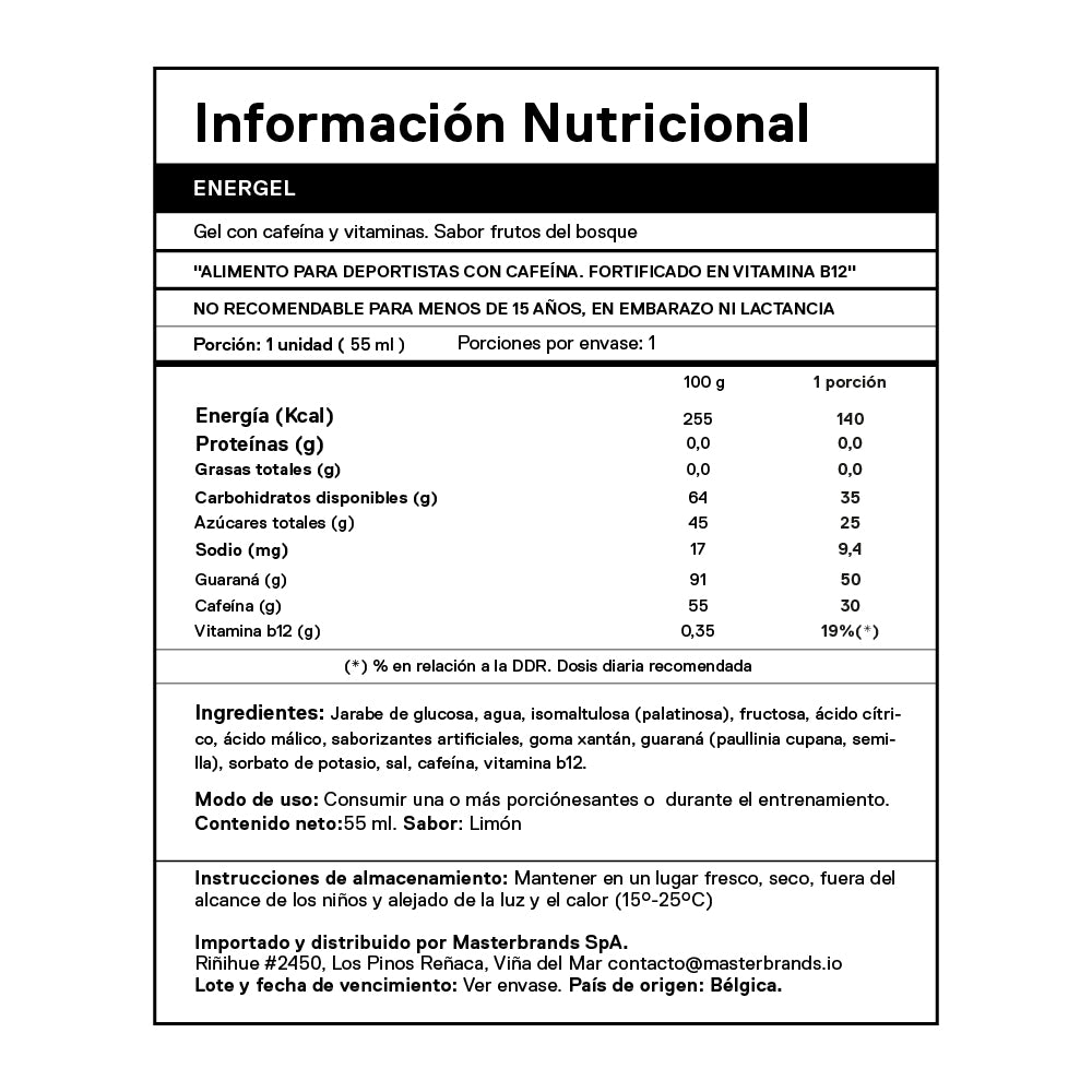 Gel Energético QNT Energel - Limon 25 unidades (55ml c/u)