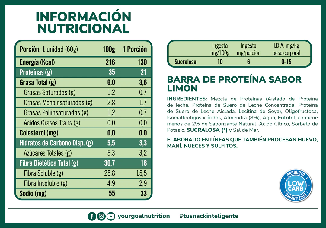 Barra de proteina Yourgoal - Twenty Lemon Cheescake (4 unidades)