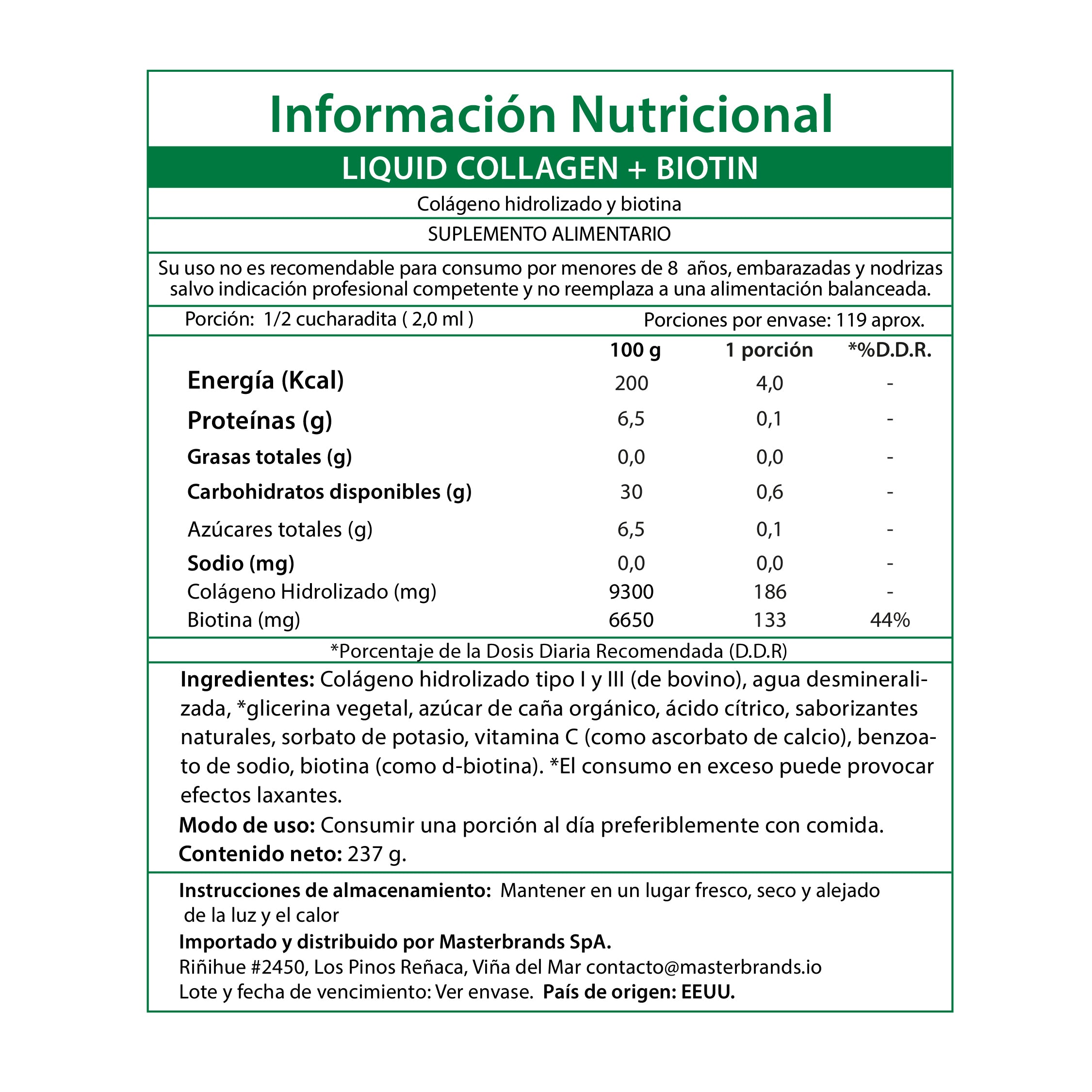 Colageno Natures Truth - Colágeno Líquido + Biotina + Vitamina C 237ml