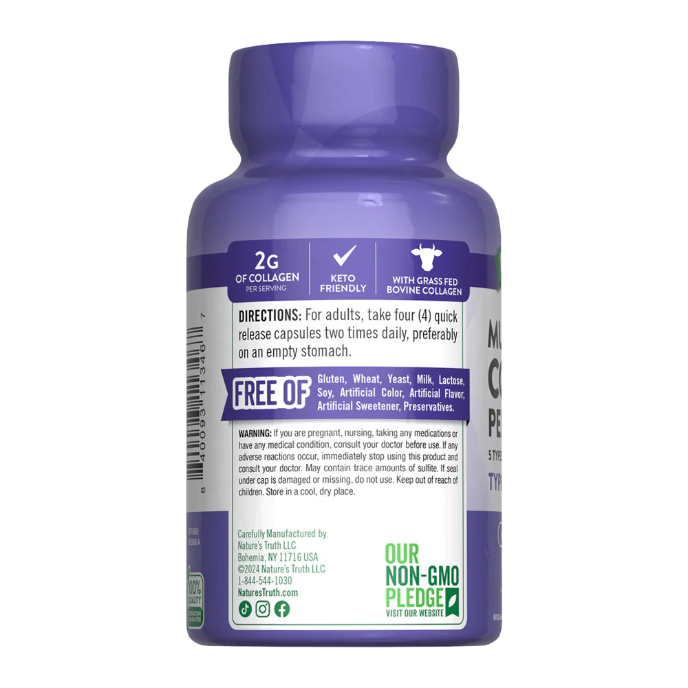 Colageno Multi Natures Truth - Collagen Complex Tipo I, II, III, V y X en Polvo (90 cápsulas)