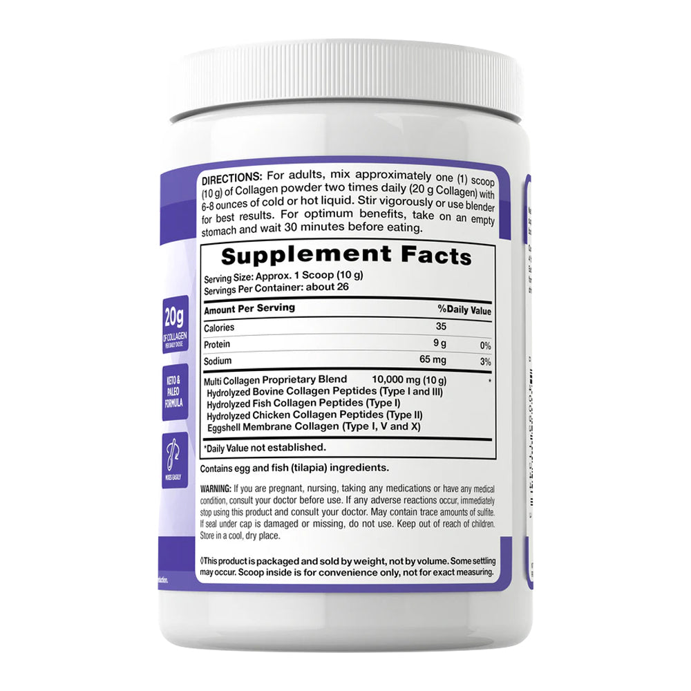 Colageno Multi Natures Truth - Collagen Complex Tipo I, II, III, V y X en Polvo (255 g)