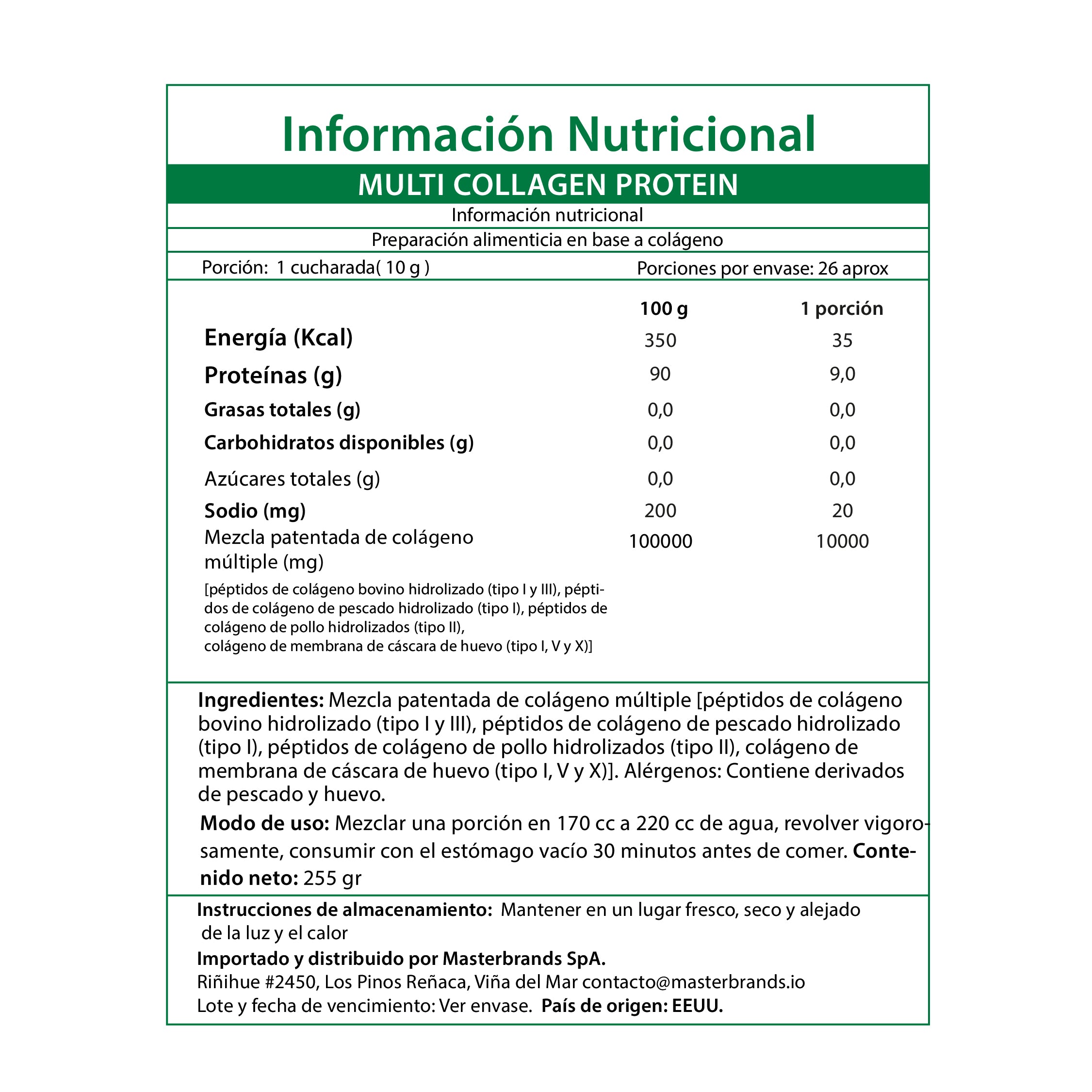 Colageno Multi Natures Truth - Collagen Complex Tipo I, II, III, V y X en Polvo (255 g)