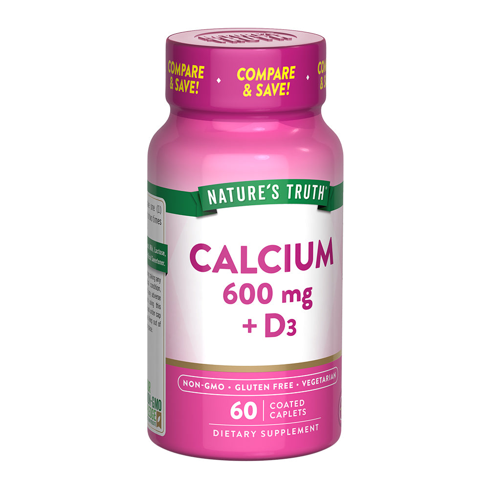 Calcio Natures Truth - Calcium 600 mg con Vitamina D3 (60 cápsulas)