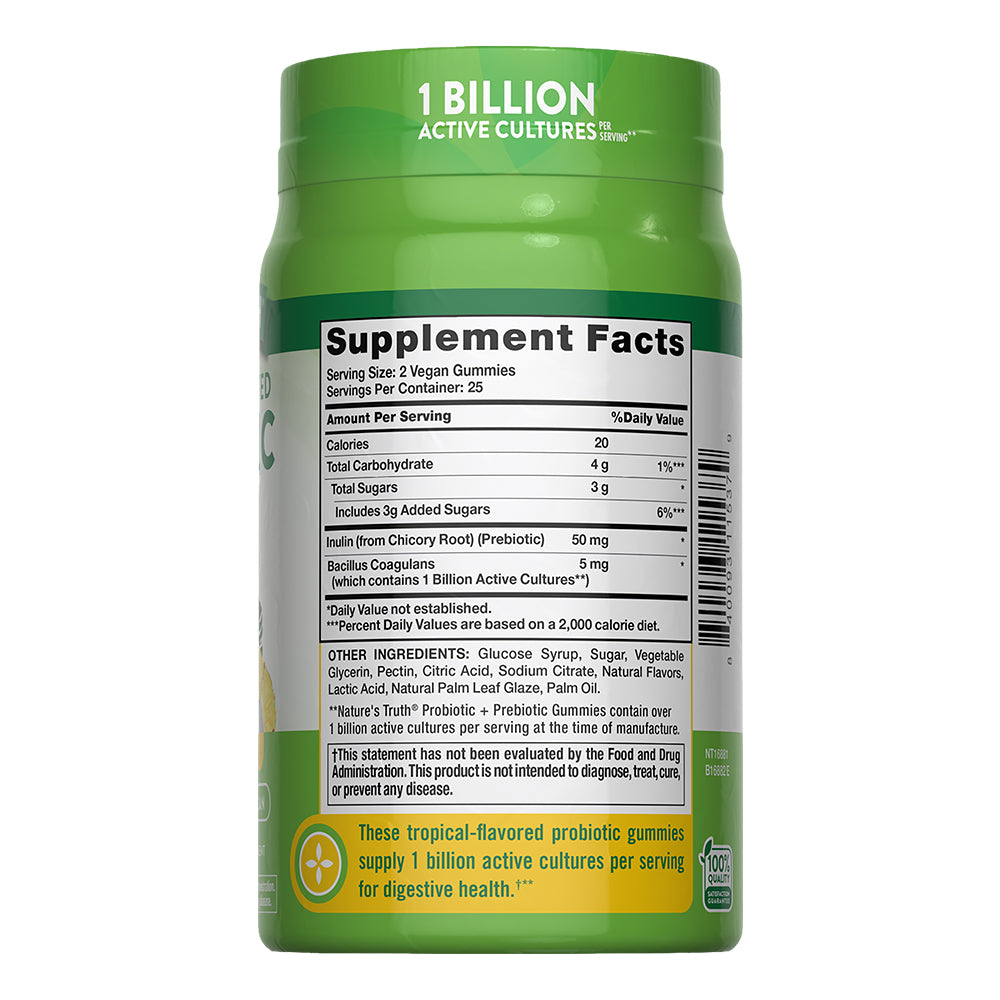 Gomitas de Probioticos Natures Truth - Probiotic + Prebiotic Gummies (50 unidades)