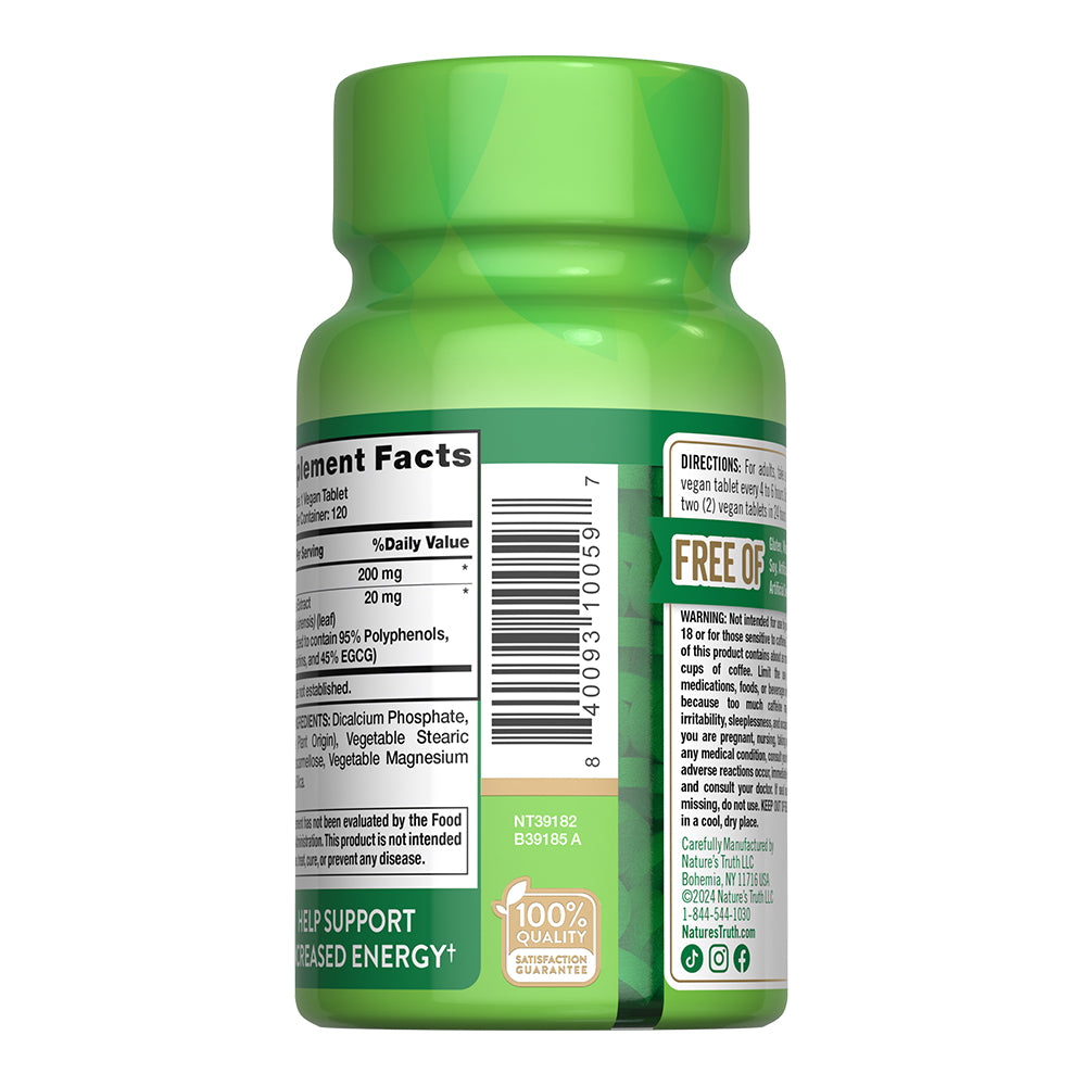 Cafeina Natures Truth - Caffeine con Extracto de Té Verde (120 tabletas)