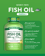 Omega 3 Natures Truth - Fish Oil 2000 mg con esencia de limón (250 cápsulas)