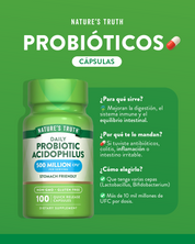 Probioticos Acidophilus Natures Truth - Lactobacillus acidophilus (100 cápsulas)