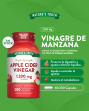 Vinagre de Manzana Natures Truth - Apple Cider Vinegar 1200 mg (200 cápsulas)