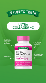 Colageno Hidrolizado Natures Truth - Ultra Collagen Tipo I & III con Vitamina C (90 cápsulas)