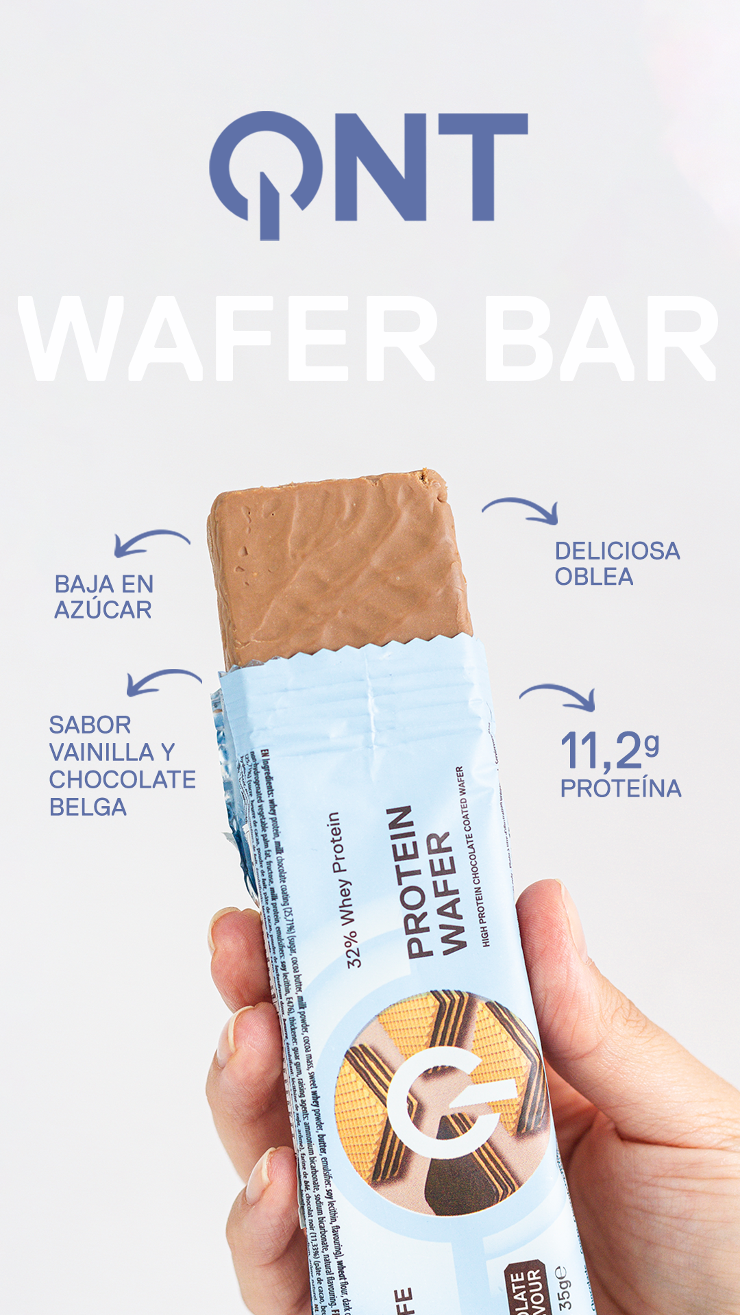 Barra de proteina QNT - Waffle Chocolate Belga (12 unidades)