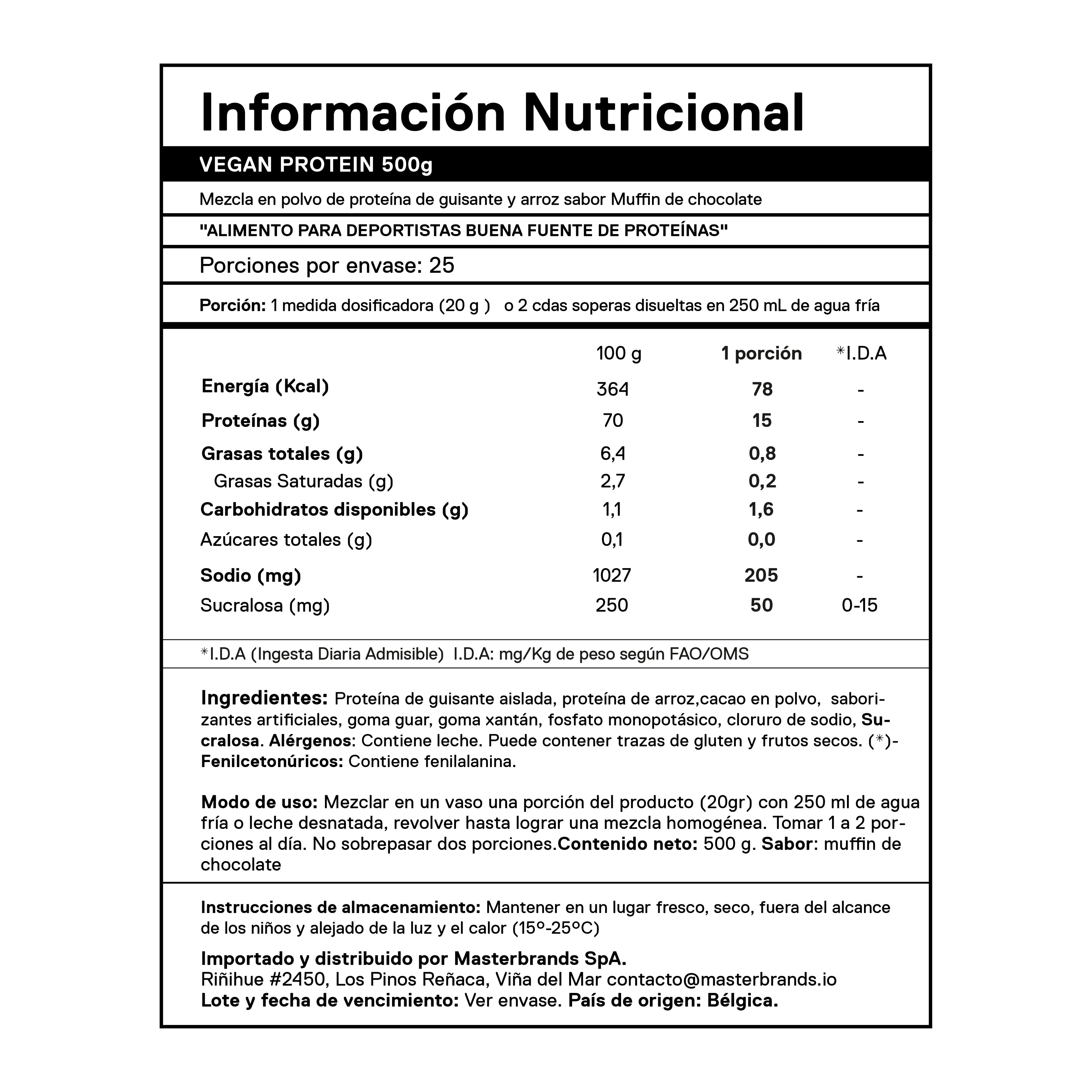 Proteina en polvo QNT - Vegan Protein Chocolate Muffin 500 gr