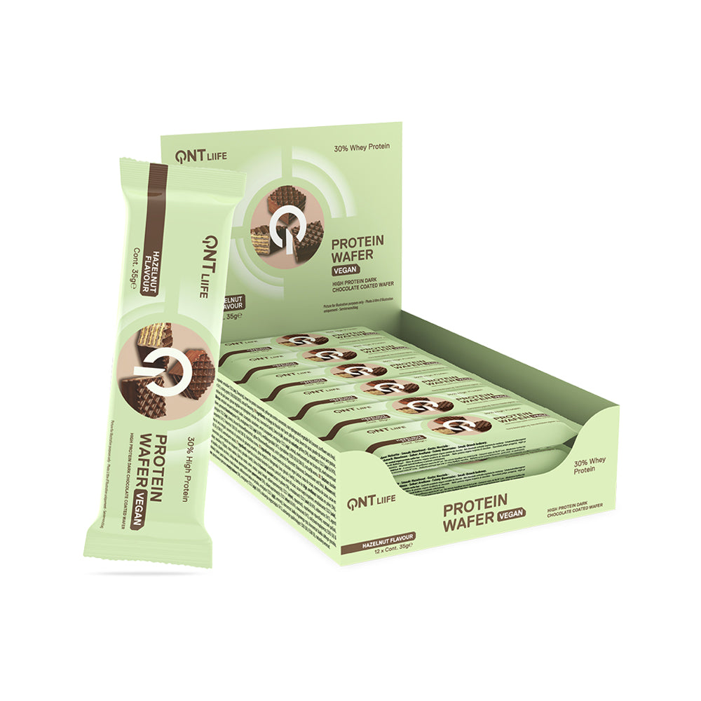 Barra de proteina QNT - Waffle Vegan Hazelnut (12 unidades)
