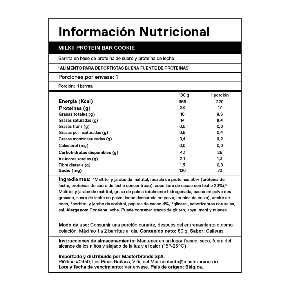 Barra de proteina QNT - Milkii Cookie Flavour (12 unidades)